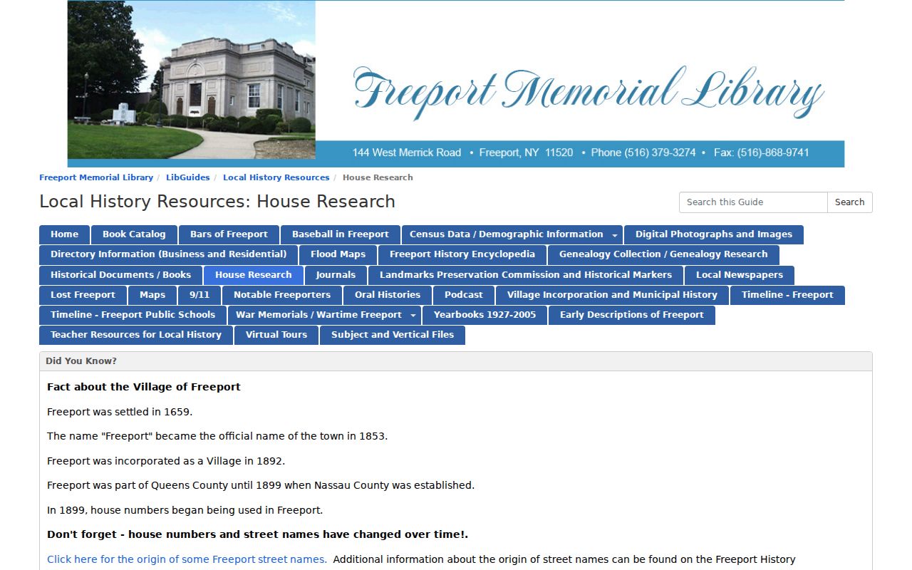 Freeport city directory house history and map guide