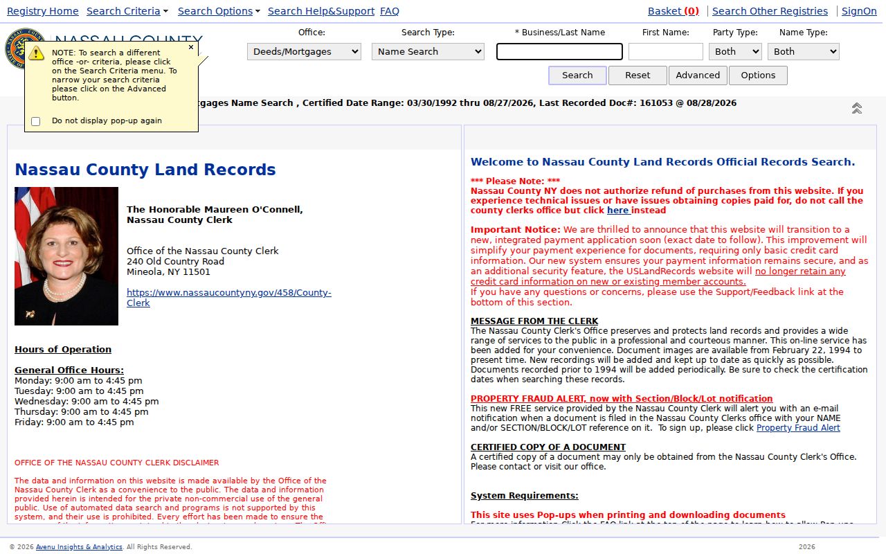 Freeport street directory current Nassau deed portal